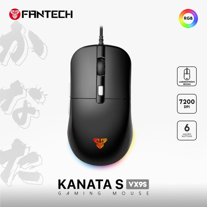 Gambar Fantech Kanata S VX9S Mouse Gaming RGB 7200 DPI - BLACK dari Els Computer Kab. Banyumas Tokopedia