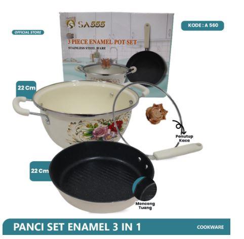 Gambar Panci Mpasi Bayi Set Granit Wajan Food Grade Fry Pan Steamer Set Stainless Kukusan Tebal Cookware - ENAMEL2PC22CM dari LIVESHOP110 undefined Tokopedia