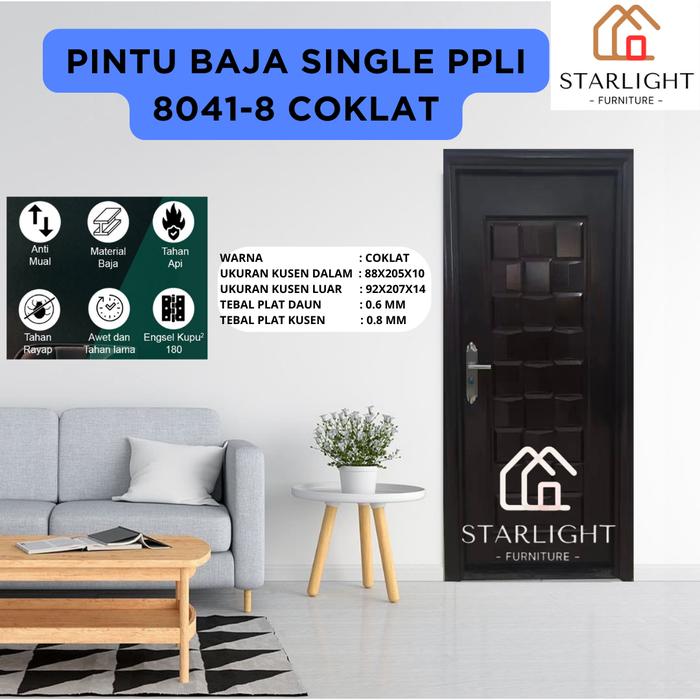 Gambar (PANPAN X STARLIGHT FURNITURE) -PPLI SINGLE 8041 & 8042- SET PINTU UTAMA DAN KAMAR BAJA BERKUALITAS - 8042 CREAM, 99X220 KANAN dari PUSAT FURNITURE ALUMUNIUM undefined Tokopedia