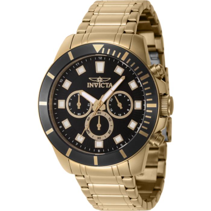 Jam Tangan 46042 Invicta Pro Diver Chronograph Gmt Quartz Black Dial Mens  Watch 46042 In46042 Description Black Dial Enhanced By Gold-tone Hands