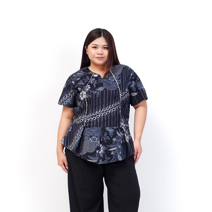 Gambar BAJU BLOUSE BATIK WANITA BIG SIZE JUMBO OVERSIZE PREMIUM 318 XXL XXXL LD 120cm KERJA KANTOR PESTA KONDANGAN FORMAL KASUAL BAJU HAMIL ATASAN LENGAN PENDEK MODEL TERBARU KEKINIAN MODIS ELEGAN TRENDY CEWEK PEREMPUAN GEMUK GENDUT BESAR OVER PLUS SIZE TERMURAH - BLACK dari BIGSIZEELEGAN undefined Tokopedia