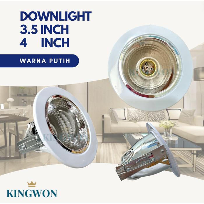 Gambar DOWNLIGHT LAMPU 3.5 Inch 4 Inch Lampu Plafon Bulat Tebal Adjustable Cup Downlight Fitting E27 PREMIUM QUALITY Warna Putih Silver Kap Lampu Downlight - Putih, 3.5 inch dari Kingwon_Malang undefined Tokopedia