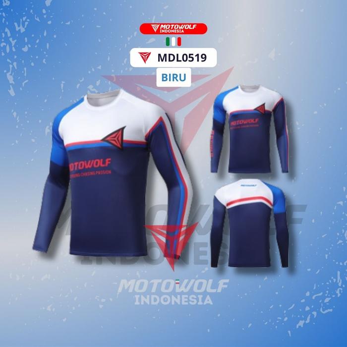Gambar Jersey Motor Adventure Slim Fit Quick Dry Ice Silk Motowolf 0519 - Biru, M dari MotoGallery.ID undefined Tokopedia