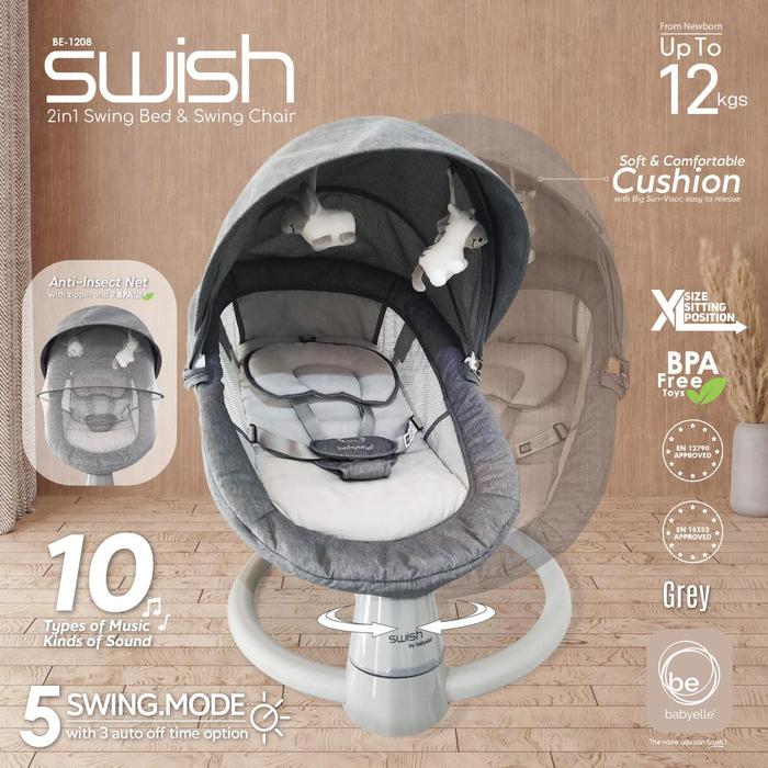 Gambar Babyelle Swish Automatic Baby Swing BE 1208 - Grey dari Babyelle Indonesia undefined Tokopedia