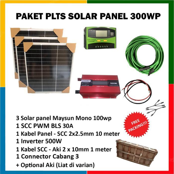 Jual Paket Solar Panel PLTS 100WP 200WP 300WP Hemat lisrik PLN Tanpa ...