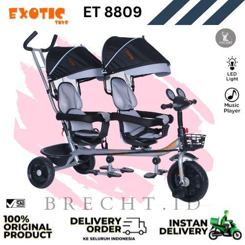 Gambar Sepeda Anak Roda Tiga Kembar Exotic ET 8809 Sepeda 2 Bangku ( Twins ) - Abu-abu dari BRECHT.ID OFFICIAL STORE undefined Tokopedia