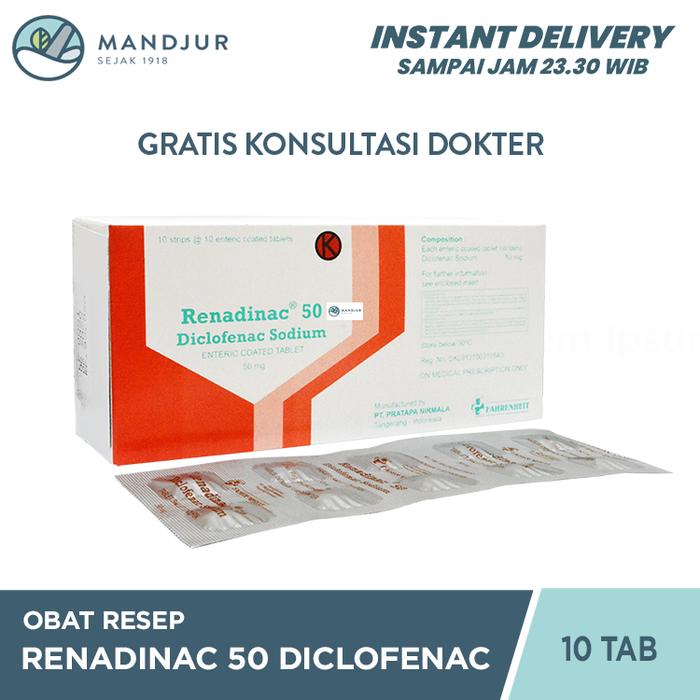 Gambar Renadinac 50 Mg Strip 10 Tablet / Natrium Diklofenak / Nyeri Sendi dari Apotekmandjurofficial undefined Tokopedia