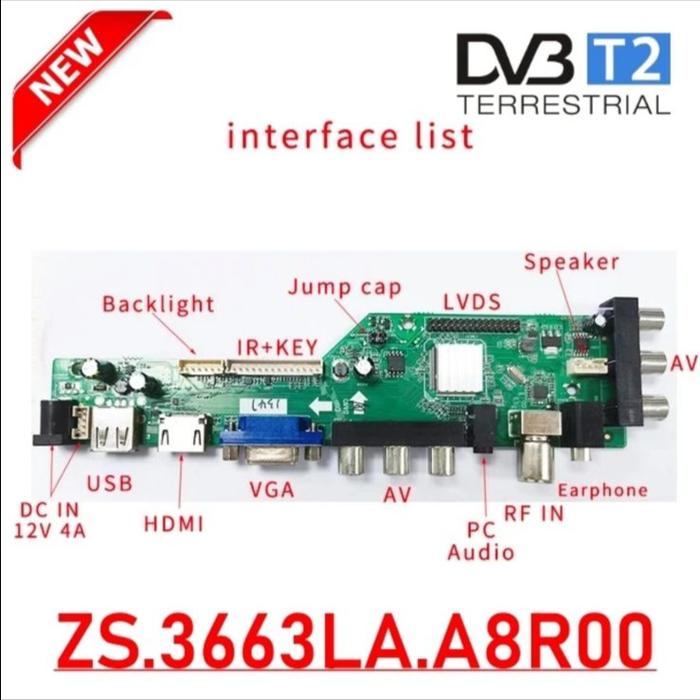 Gambar Board Mesin TV LED LCD Universall Support Siaran Digital DVB-T2 Dual AV - MB+Remot+Tombol dari RTZstoree undefined Tokopedia