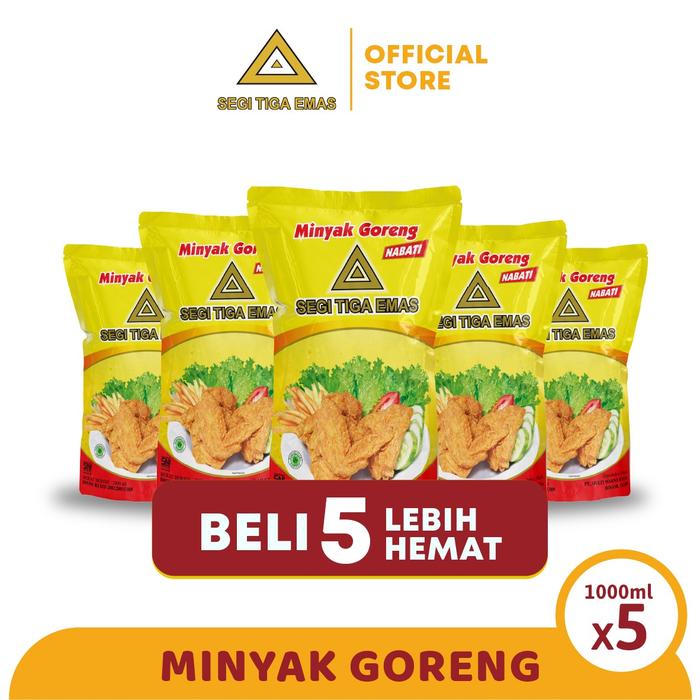 Gambar Minyak Goreng Segi Tiga Emas 1 L - Multipack 5 Pcs dari Segi Tiga Emas undefined Tokopedia