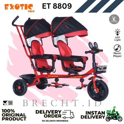 Gambar Sepeda Anak Roda Tiga Kembar Exotic ET 8809 Sepeda 2 Bangku ( Twins ) - Abu-abu dari BRECHT.ID undefined 5 Tokopedia
