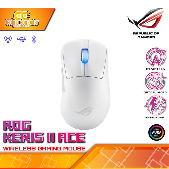 Gambar MOUSE ASUS ROG Keris II ACE Wireless - Gaming Mouse Wireless - Putih dari Techno Computer Bali undefined Tokopedia