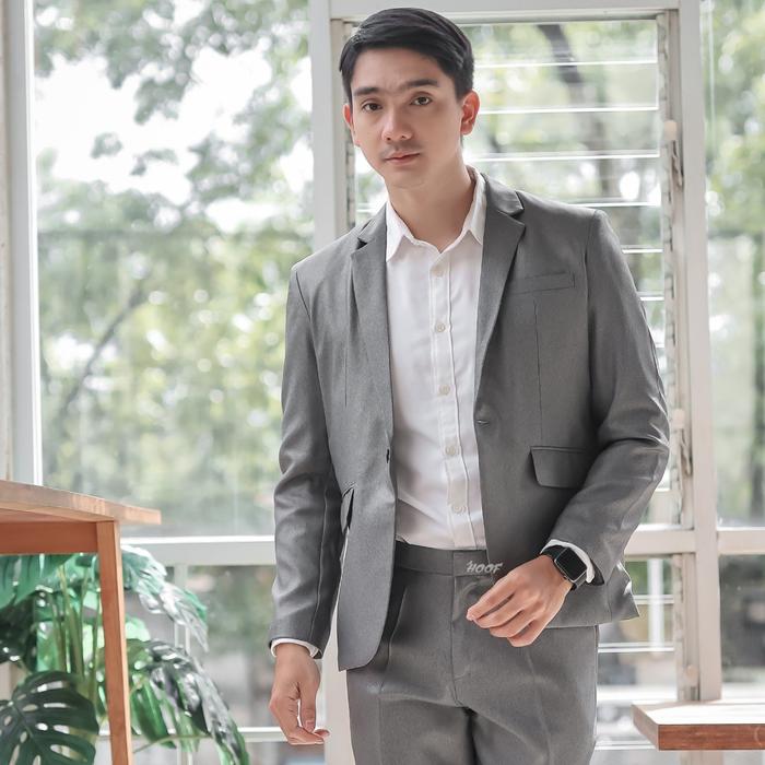 Gambar jas pria blazer pria  silver original gorgoraz slimfit Polos Kain Formal - silver, S dari GORGORAZ FASHION undefined Tokopedia