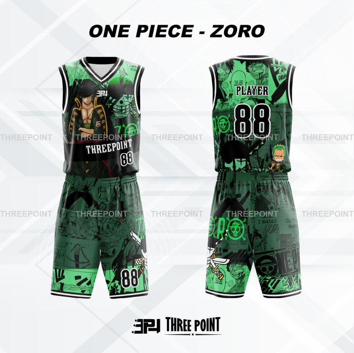 Gambar ONE PIECE Threepoint Jersey Basket Futsal Sepak Bola Anime Custom Satuan - ZORO, ANAK SETELAN dari Threepoint Jersey_NEW undefined Tokopedia