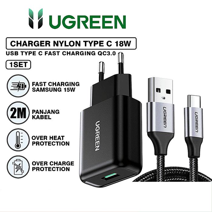 Gambar Ugreen adapter charger singel 18W QC 3.0 quick charge fast charging - Charger+TypeC2m dari KingMonth undefined Tokopedia