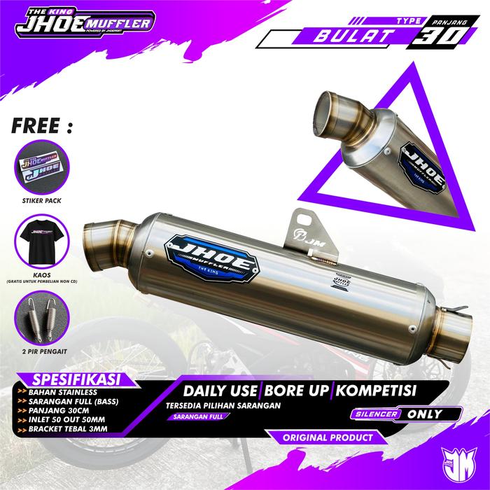 Gambar Silencer Knalpot Original Jhoe Muffler BULAT P30 dari Jhoe Part Shop undefined Tokopedia