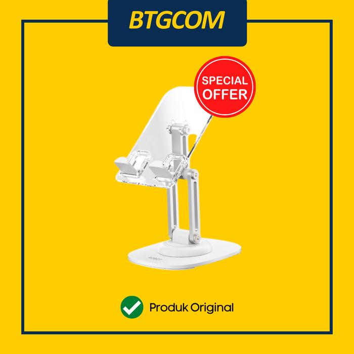 Gambar HOLDER ROBOT RT-US16 CRYSTAL UNIVERSAL TRANSPARENT STAND PHONE/TABLET/HP PUTAR 360 ORIGINAL - Putih dari btgcom Kota Denpasar Tokopedia