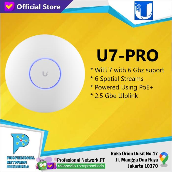 Gambar UBIQUITI U7-PRO Ceiling-mounted WiFi 7 AP with 6 Access Point U7 Pro - Unit Only dari Profesional Network undefined Tokopedia