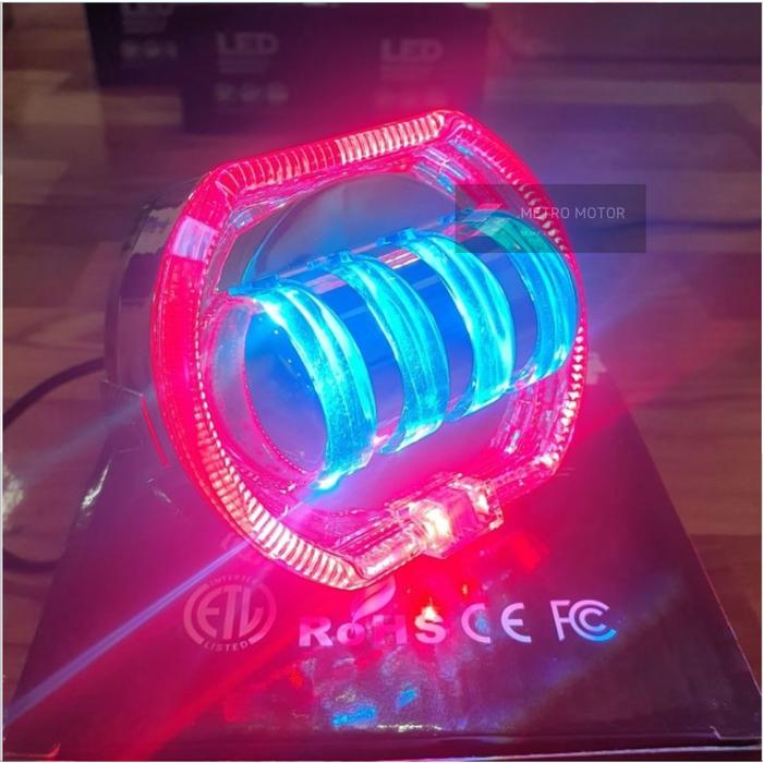 Gambar Lampu Tembak Daymaker Biled Xcase Projie Biled 4 Lensa 8D Lampu Utama Biled UNIVERSAL MIO BEAT VARIO SCOOPU PCX NMAX SUPRA VEGA R - Ring Merah/Biru, Putih/Putih dari Metro Motor KJ undefined Tokopedia