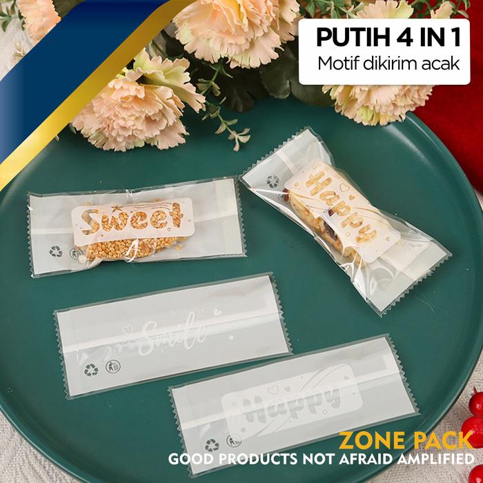 Gambar Plastik Packing Cookies Nougat Coklat Dodol | Plastik Kemasan Tanpa Lem | Plastik Kemasan Sealer 5 x 11 cm | Smile Cookie Bag Candy Cookie Plastic - Putih 4 In 1 dari zone pack undefined Tokopedia