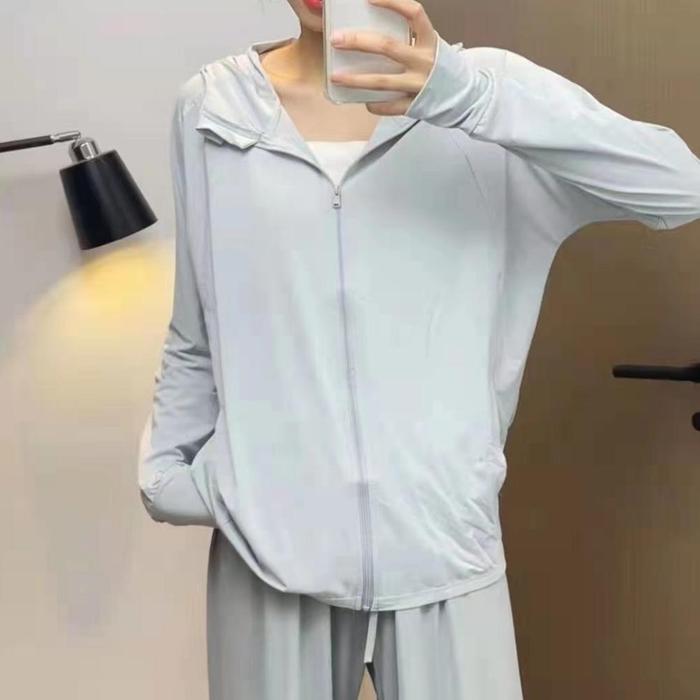 Gambar Jaket Sun Protection/jaket olahraga gym olahraga joging Models Outdoors UPF50 + UV Outer Skin Coat Anti UV Jacket Hoodie - NEW GREY CEWEK, L dari sarahah1 undefined Tokopedia