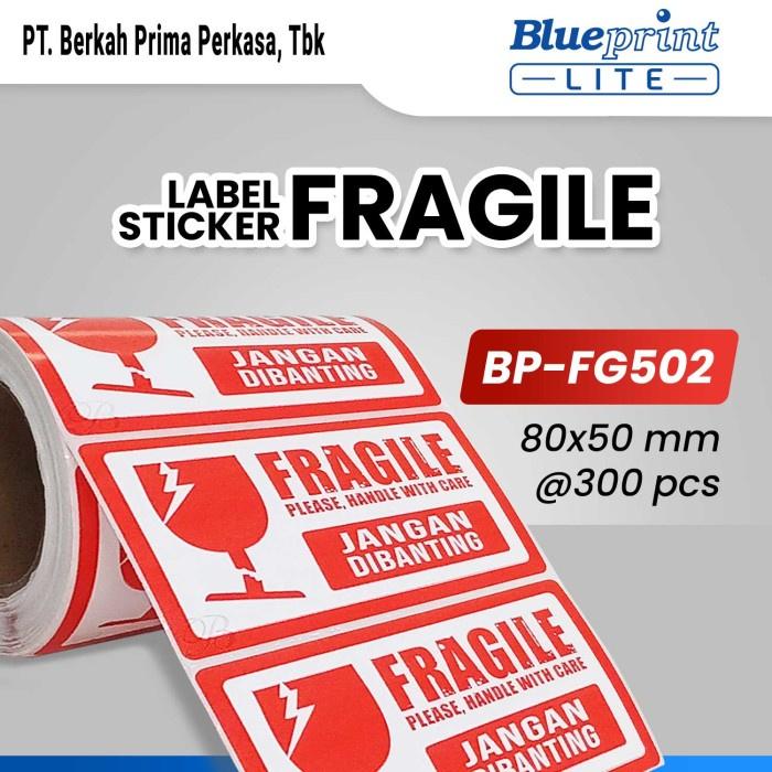 Gambar Label Sticker Unboxing Fragile BLUEPRINT 70x50 mm isi 500 - FRAGILE FG502 dari Blueprint Indonesia undefined Tokopedia