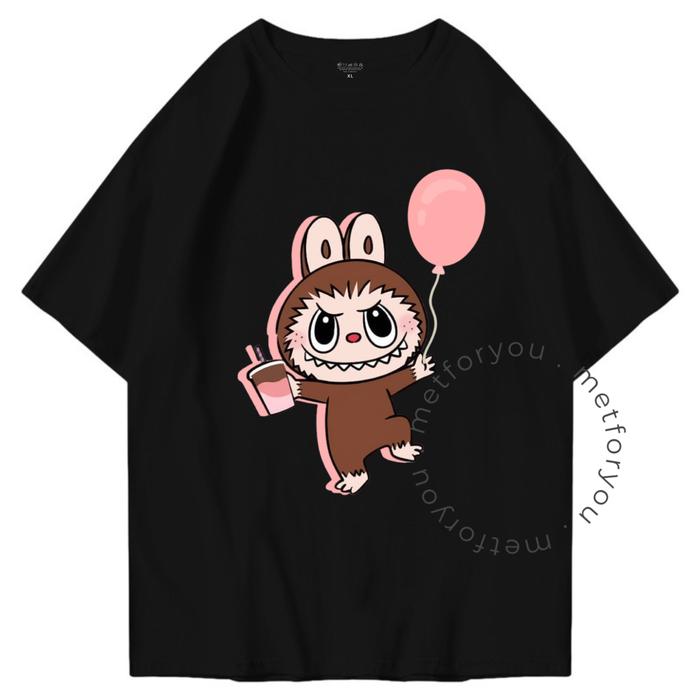 Gambar METFORYOU Kaos Wanita Oversize Katun - Labubu Balloon - D45 HITAM, ALLSIZE LD 90 dari METFORYOU undefined Tokopedia