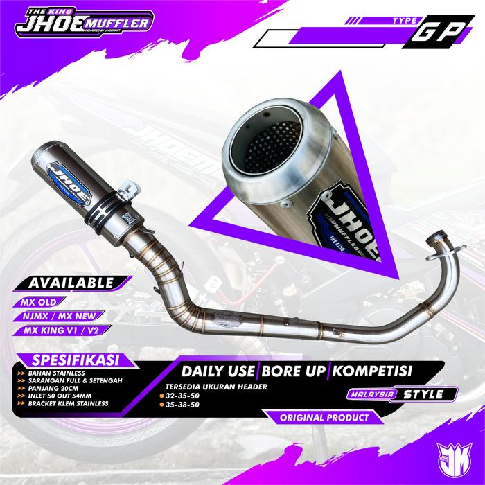 Gambar Knalpot Racing MX KING NJMX MX old MALAYSIA STYLE  Type GP By Jhoe Muffler Original - MX KING V1 V2, 32 35 50 dari Jhoe Part Shop undefined Tokopedia