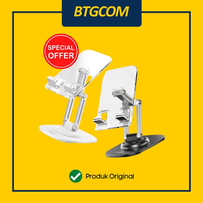 Gambar HOLDER ROBOT RT-US16 CRYSTAL UNIVERSAL TRANSPARENT STAND PHONE/TABLET/HP PUTAR 360 ORIGINAL dari btgcom undefined Tokopedia