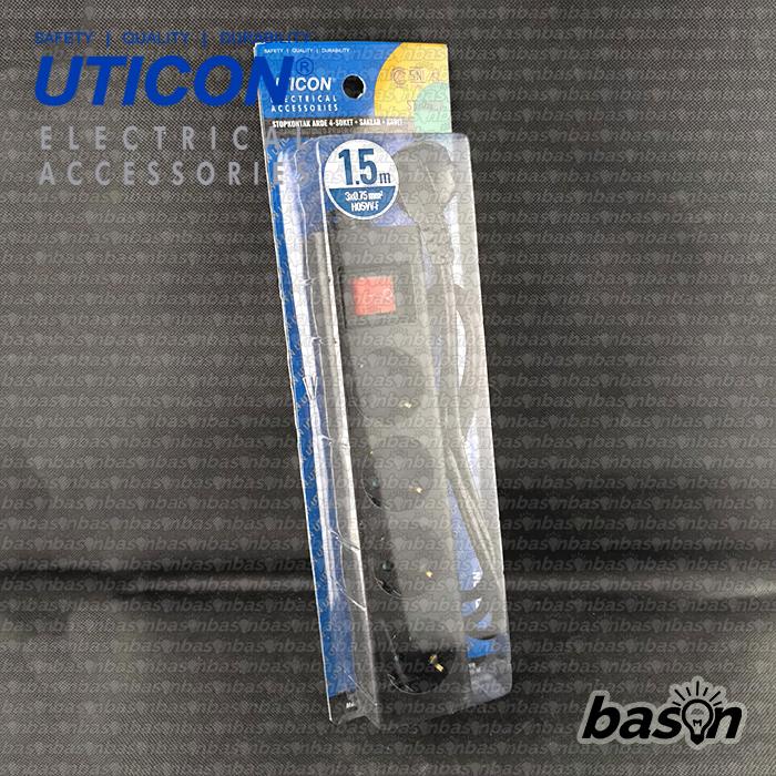 Gambar UTICON ST2488 BK Stop Kontak Hitam 4 Lubang + Kabel 1.5 Meter / 3 Meter - Power Extension Black 1.5M / 3M - 1.5 meter dari Bason undefined Tokopedia