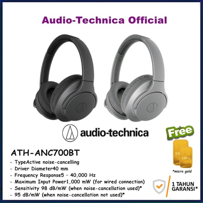 Gambar Audio Technica ATH ANC700BT Wireles Noise Cancelling Headphones - Abu-abu dari ORIGINAL IT SHOP undefined Tokopedia