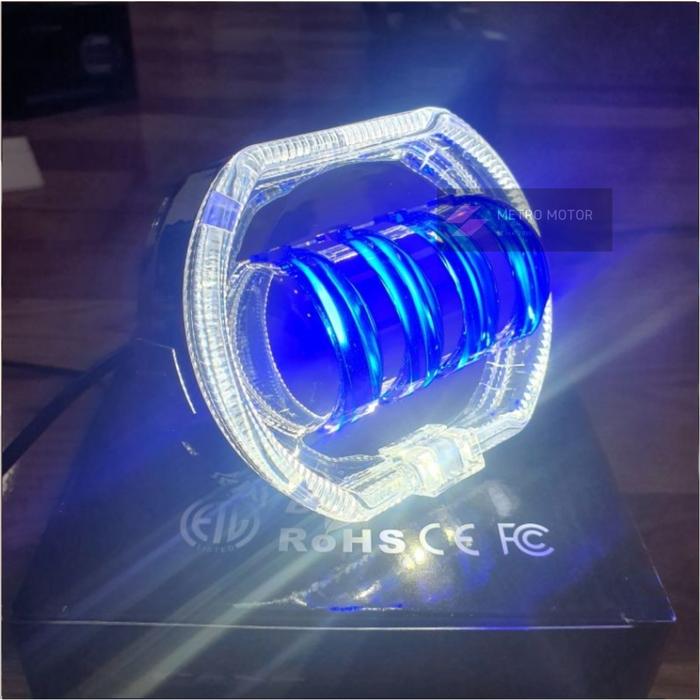 Gambar Lampu Tembak Daymaker Biled Xcase Projie Biled 4 Lensa 8D Lampu Utama Biled UNIVERSAL MIO BEAT VARIO SCOOPU PCX NMAX SUPRA VEGA R - Ring Putih/Biru, Kuning/Putih dari Metro Motor KJ undefined Tokopedia