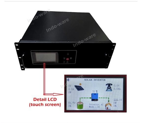 Hybrid TKDN Indoware Power Inverter UPS Mode Rack Mount 48V 3000W & 5000W Low Frekuensi Toroid Layar Sentuh Pure Sine Wave - 3000W