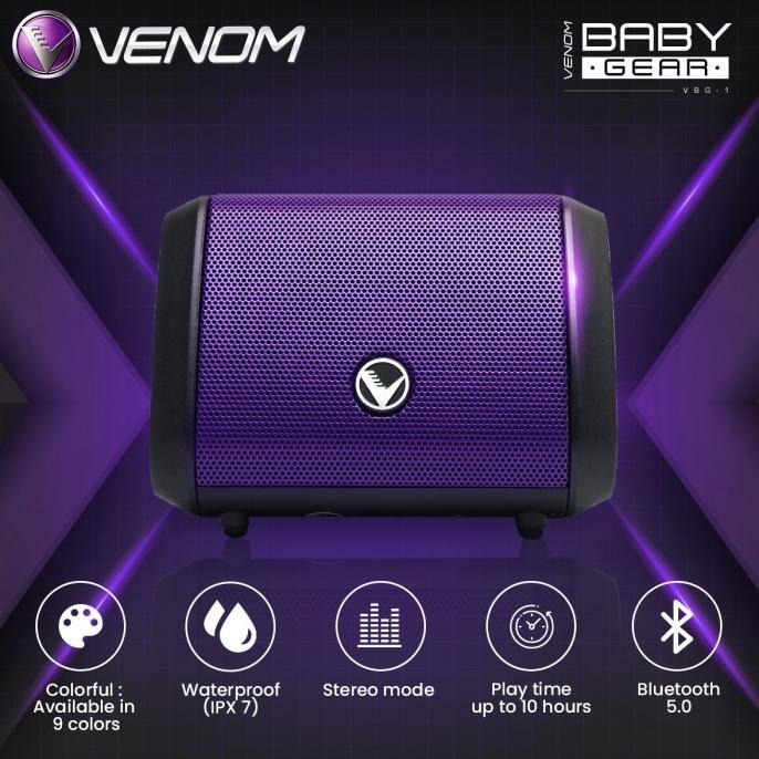 Gambar Venom Baby Gear VBG 1 Speaker Bluetooth Portable with Stereo Mode - Ungu dari RUMI-ELEKTRIK undefined Tokopedia
