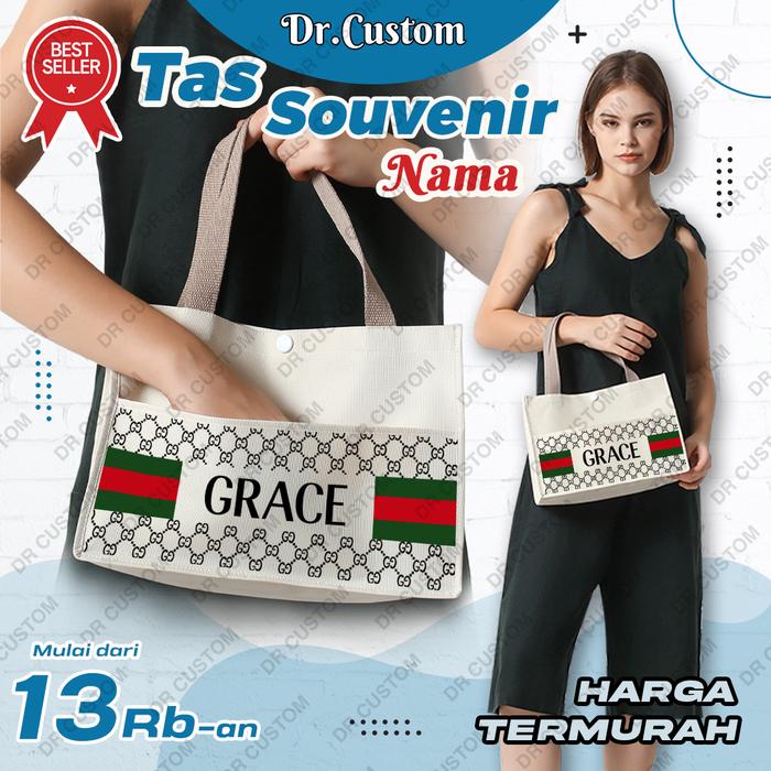 Gambar [Custom] Tas Sovenir Sablon-Tas Hampers pernikahan-Totebag Sovenir Sablon Kastem nama-Tas Wanita - D-GRACE dari Drcustomsovenir undefined Tokopedia