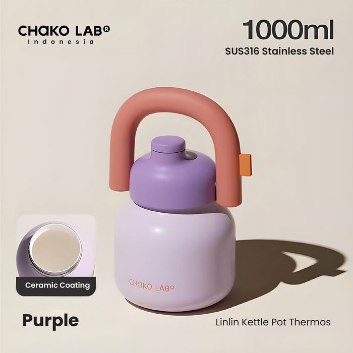 Gambar CHAKOLAB Linlin Kettle Pot Thermos SUS316L Insulated (Ceramic Coating) 1000ML - Purple dari Chakolab Indonesia undefined Tokopedia