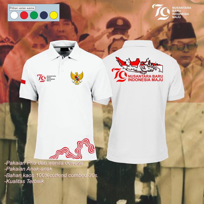 Gambar Polo Shirt Kaos Kerah Kemerdekaan Peta HUT RI 17 Agustus 79 - Baju Agustusan Polo HUT RI 79 Dirgahayu Indonesia 1 - Putih, S dari mafashionjkt undefined Tokopedia