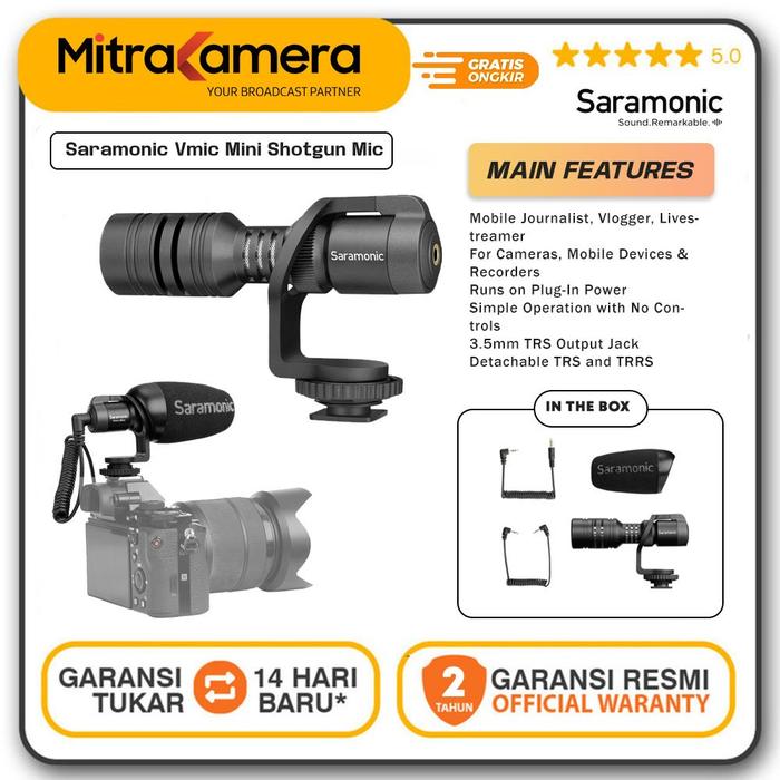 Gambar Saramonic Vmic Mini Shotgun Mic for DSLR Mirrorless and Smartphone dari Mitrakamera Jogja undefined Tokopedia