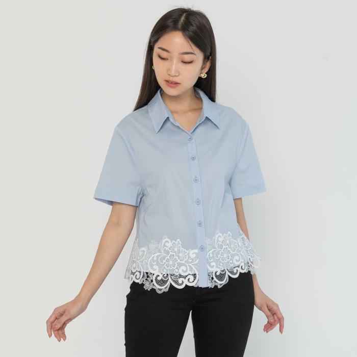 Gambar *Ready Stok* N2 - Kemeja Katun 28448 - Biru Muda, 3L dari Sisters Fashion Group Kota Administrasi Jakarta Utara Tokopedia