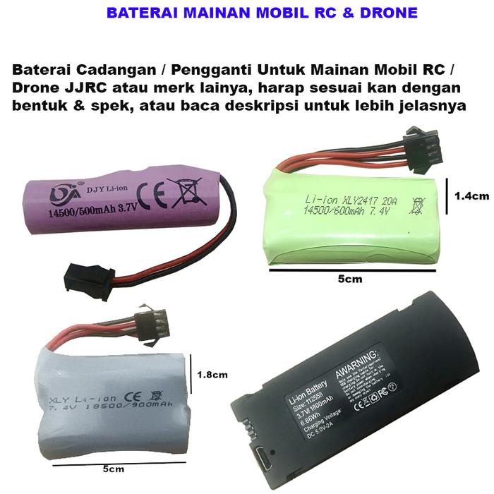 Gambar Baterai Cas Mainan Remote Control Drone Mobil RC JJRC Battery Batre dan merk lainnya - Tipe A 500mAh dari vesantra undefined Tokopedia