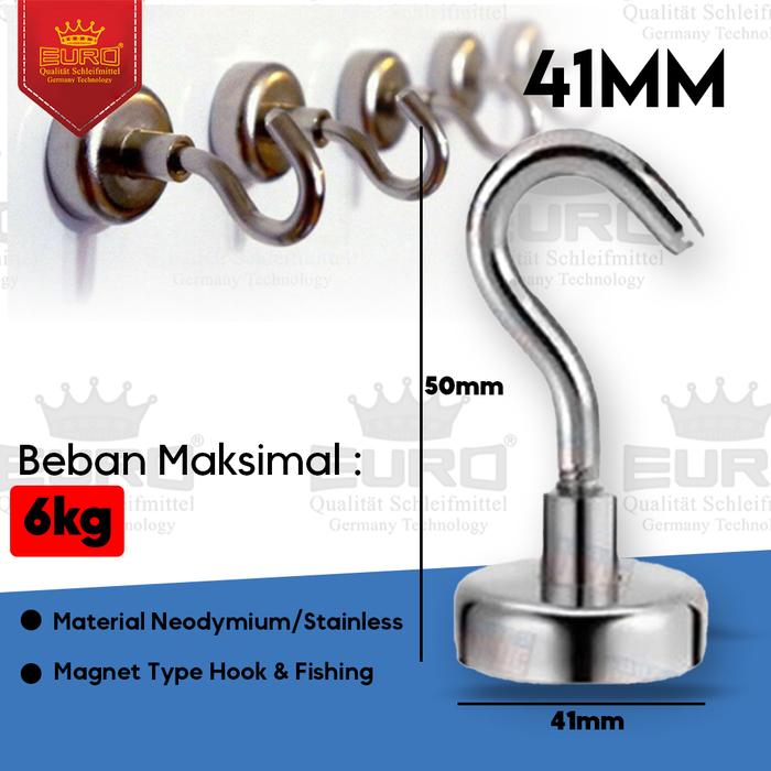 Gambar Magnet Neodymium Super Strong Hook Fishing Bulat D48mm 60mm 67mm 75mm - 6kg 41mm kail dari INDO PERKAKAS GROSIR undefined Tokopedia