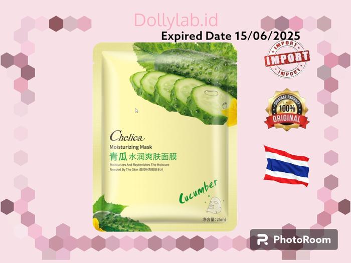 Gambar ORIGINAL - Chelica/Cindynal Sheet Mask | Masker Wajah ALOEVERA, STRAWBERRY, ORANGE, AVOCADO, COCONUT,CUCUMBER - CUCUMBER dari dollylab undefined Tokopedia