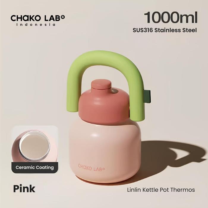 Gambar CHAKOLAB Linlin Kettle Pot Thermos SUS316L Insulated (Ceramic Coating) 1000ML - Pink dari Chakolab Indonesia undefined Tokopedia