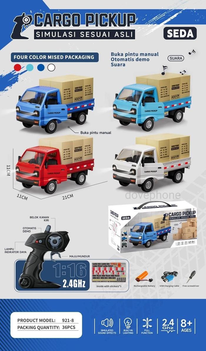 Gambar MAINAN MOBIL REMOTE KONTROL TRUK CARGO SUZUKI CARRY PICK UP RC CAR - PICKUP PINTU, BATERAI BAWAAN dari Dovephone undefined Tokopedia
