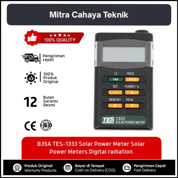 Gambar B35A TES-1333 Solar Power Meter Solar Power Meters Digital radiation dari MITRA CAHAYA TEKNIK undefined Tokopedia