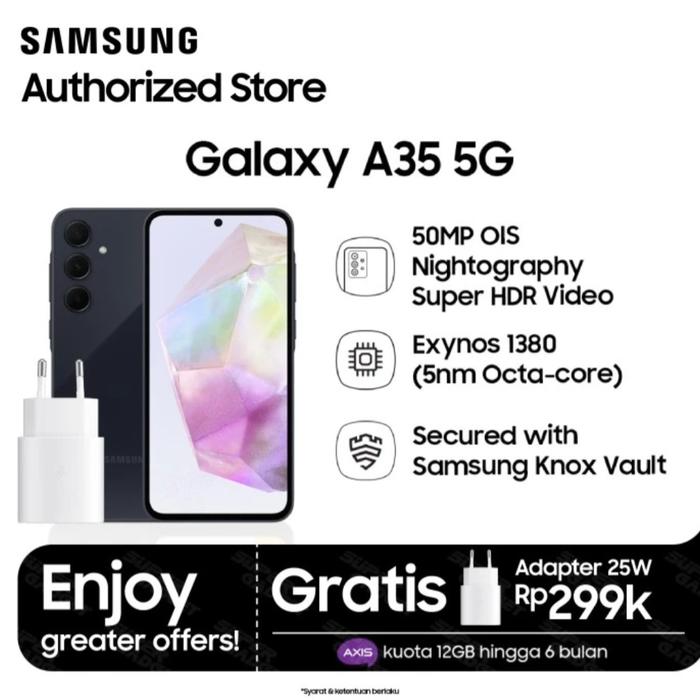 Gambar [Bundling] Samsung Galaxy A35 5G 8/256GB + Travel Adapter 25W - NAVY dari Rejodadi - Samsung Authorized undefined Tokopedia