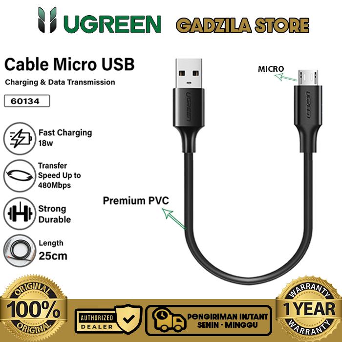 Gambar UGREEN Kabel Data Charger Power Bank Kabel Cas Pendek Type C & Micro USB Fast Charging Untuk PowerBank CCTV Android Oppo Vivo Realme Asus - 60134 Micro USB dari GADZILA STORE undefined Tokopedia