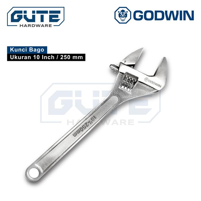 Gambar Kunci Inggris / Kunci Bago / Adjustable Wrench “Godwin” Chrome - 10 Inch 250 mm dari Gute Hardware undefined Tokopedia