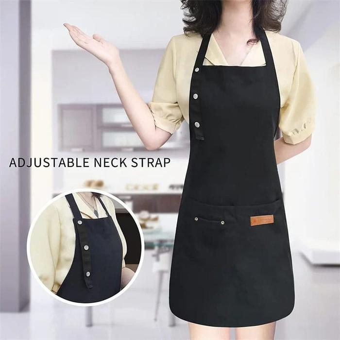 Gambar CELEMEK APRON BARISTA  DAPUR PRIA WANITA BAHAN CANVAS KOREAN STYLE PELAYAN CAFE RESTAURANT WAITER BARBER SHOP - Hitam dari DAPOER CORNER undefined Tokopedia