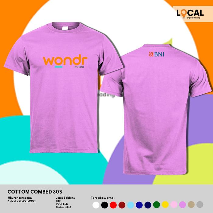 Gambar KAOS WONDR BANK BNI SABLON A4 LOGO TERBARU - LOCAL PRINT - Ungu, S dari Localprint undefined Tokopedia