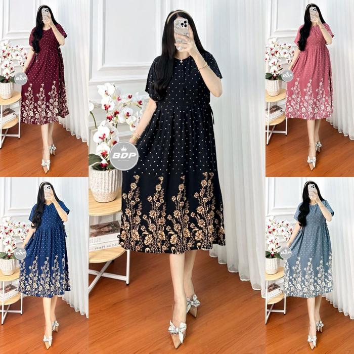 Gambar daster centini rayon adem resleting depan kekinian Dress Rayon Kancing - chibi tangkai dari Adzkia BatikArt_NEW undefined Tokopedia